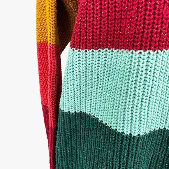 Farm Rio x Anthropologie The Boldly Stripe Knit Turtleneck Sweater Size XS Multi - Picture 3 of 10